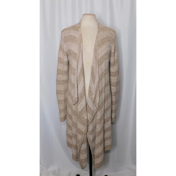 BAREFOOT DREAMS Bamboo Chic Lite Calypso Wrap Stripe Cardigan Sweater Large XL - Picture 3 of 12